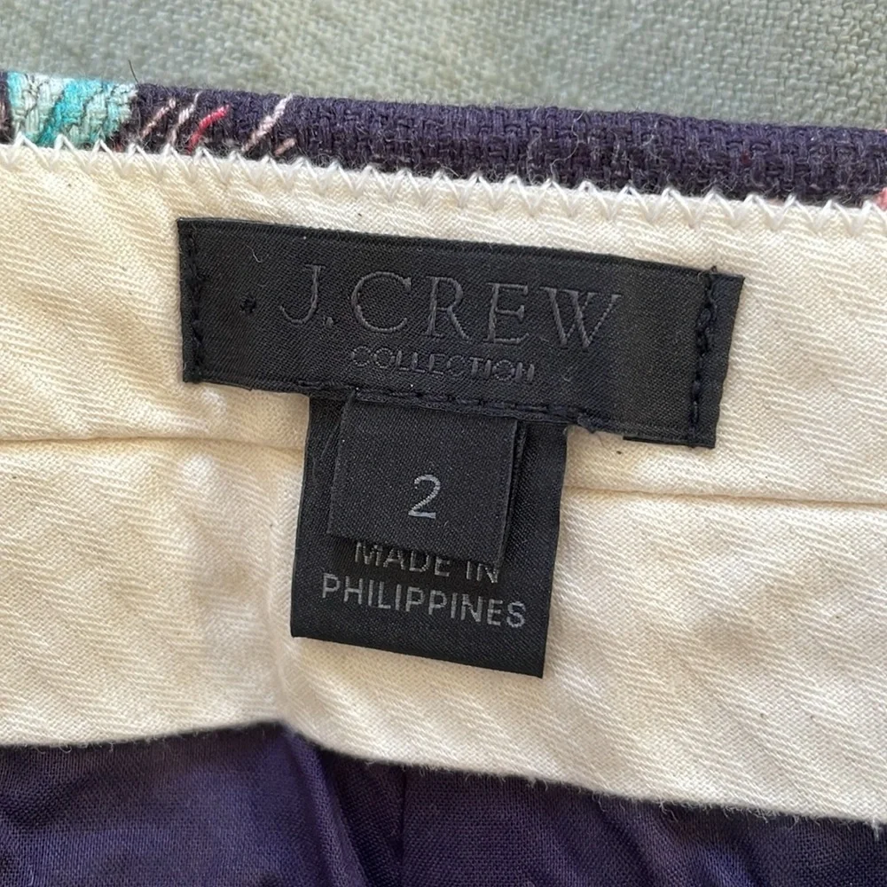 Fish patterned cotton cropped j. crew pants, never worn but no tags. - Picture 3 of 6